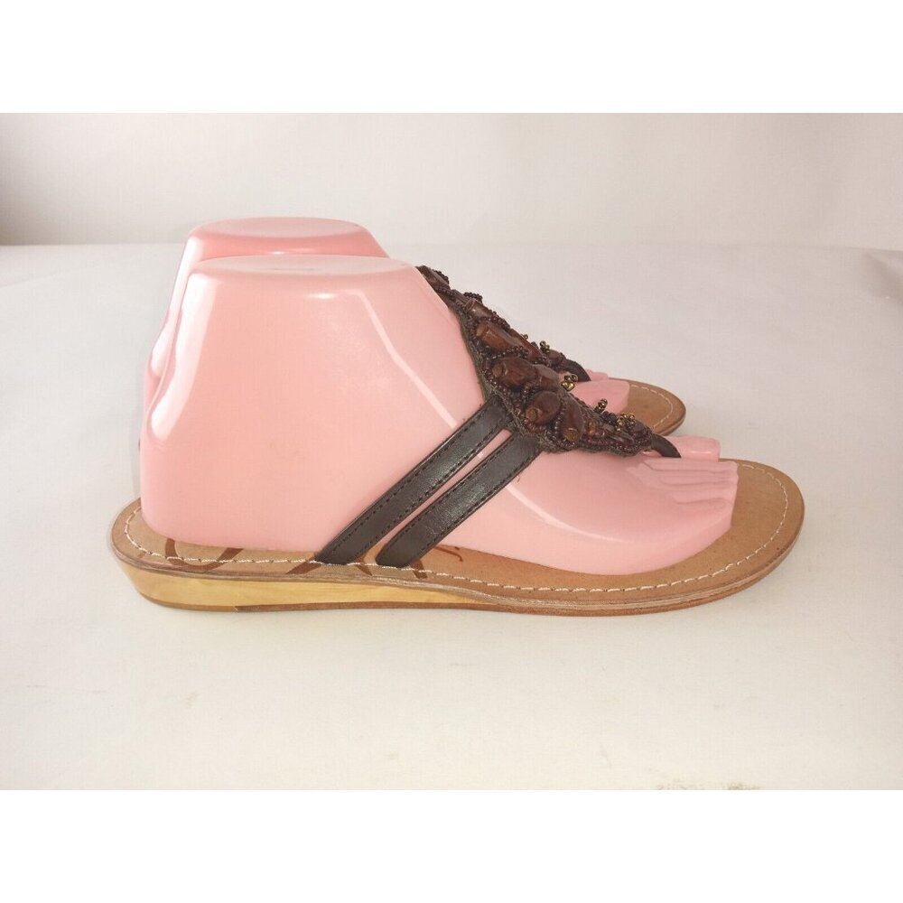 J Renee Women's Jewelry Beads Brown Slip On  Sandals Size 8